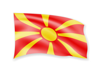 Waving Macedonia flag on white. Flag in the wind.