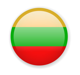 Lithuania flag. Round bright Icon on a white background