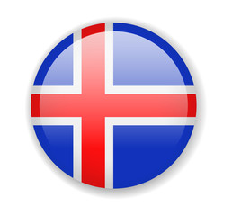 Iceland flag. Round bright Icon on a white background