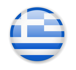 Greece flag. Round bright Icon on a white background
