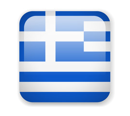 Greece flag. Square bright Icon on a white background