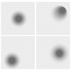 Halftone effect set. Vector dotted backgrounds.
