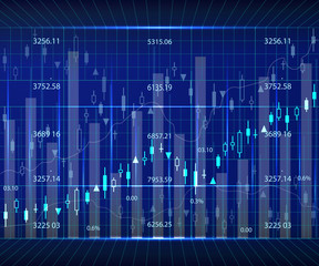 Candle Stick Graph Chart Background Card. Vector