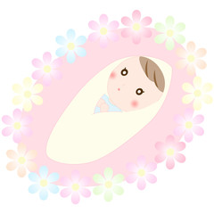 お花と赤ちゃん　おくるみ