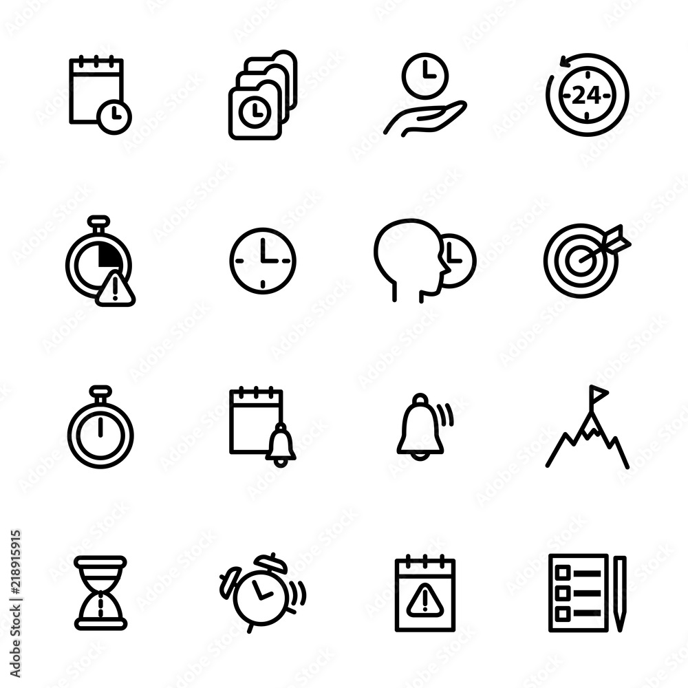 Canvas Prints time management signs black thin line icon set. vector