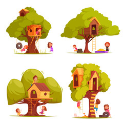 Tree Houses With Children Set