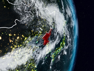 Fototapeta premium North Korea from space at night
