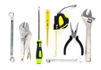 Craftsman tools isolated on a white background. Craftsman tools equipment to work.