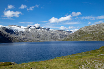 Naklejka na ściany i meble Lake and glacier in Norway