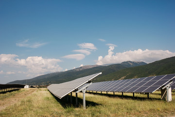 Solar collectors, transforming solar energy into electricity on the mountain