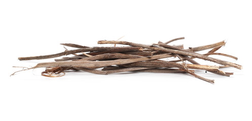 Dry branches for camp fire isolated on white background