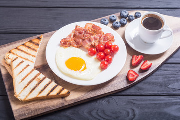 Breakfast  on rustic table