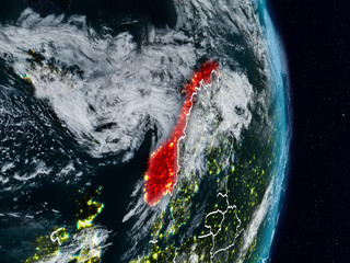 Norway from space at night