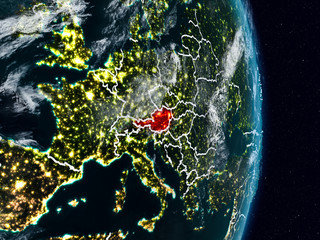 Austria from space at night