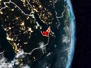 United Arab Emirates from space at night