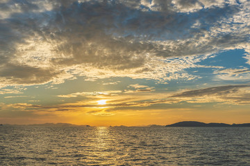  Sunset at beach sea sky clouds twilight time