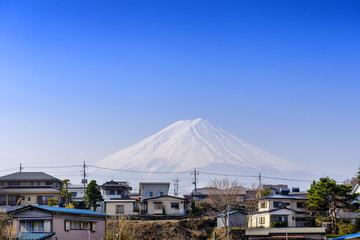 Fuji mountain and village at Kawaguchiko province  : Yamanashi Japan.