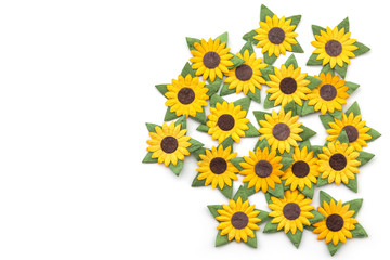 Sunflower made from paper isolated on white