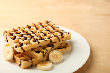 Belgian waffle with banana