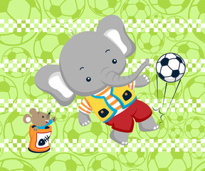 Vector illustration of playing soccer with funny animals © Bhonard21