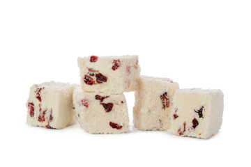 Turkish delight isolated on white.