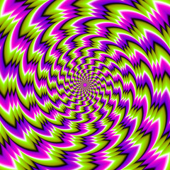 Abstract green, pink and purple background. Spin illusion.