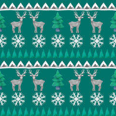 3D rendering Scandinavian Christmas vintage 
jacquard seamless border

