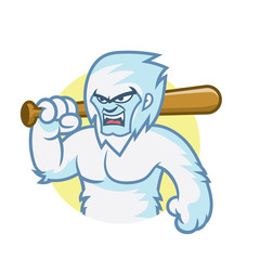 angry yeti with baseball bat