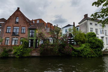 Fototapeta na wymiar Cityscape of Flanders, BRUGES, Belgium BELGIUM - 30 April 2018. Water canal in Bruges.