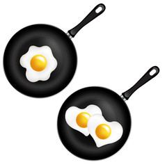 Fried Egg Collection Isolated White Background