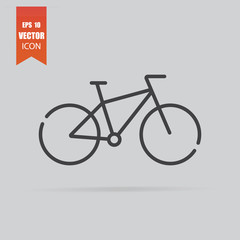 Bicycle icon in flat style isolated on grey background.