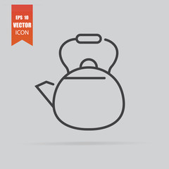 Kettle icon in flat style isolated on grey background.