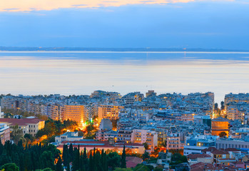 Cityscape Thessaloniki, twilight. Greece.