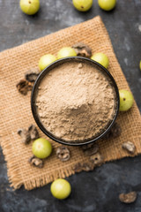 Amla powder with raw Avla, it's an Ayurvedic alternative medicine