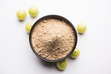 Amla powder with raw Avla, it's an Ayurvedic alternative medicine