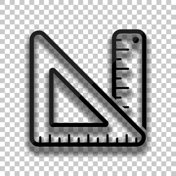 recommend clip art: simple ruler and triangle. Black glass icon with soft shadow on