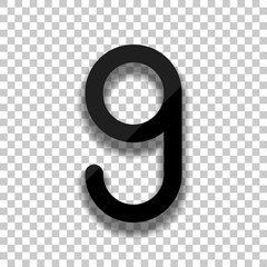 Number nine, numeral, simple letter. Black glass icon with soft