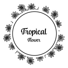Fototapeta na wymiar Tropical flower frame greeting card vector illustration