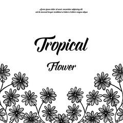 Tropical flower frame greeting card vector illustration