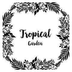 Tropical garden floral hand draw vector illustration