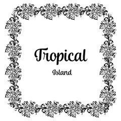 Tropical island card wth flower design vector illustration