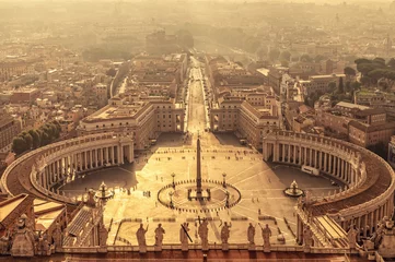  Luchtfoto van het Sint-Pietersplein in Vaticaan, Rome Italië © Delphotostock