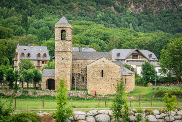 Fototapeta na wymiar Belfry and church of Sant Feliu de Barruera, Catalonia, Spain. Romanesque style