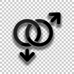gender symbol. linear symbol. simple gay icon. Black glass icon