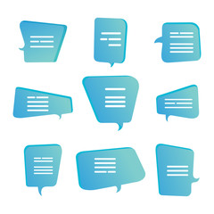 Abstract cartoon shape speech talking cloud, quote box set. Template quote bubbles or statements or comments with space for text in a flat style.
