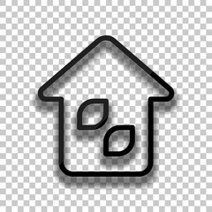 Simple house icon. Linear icon with thin outline. Black glass ic