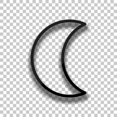Simple moon. Weather symbol. Linear icon with thin outline. Blac