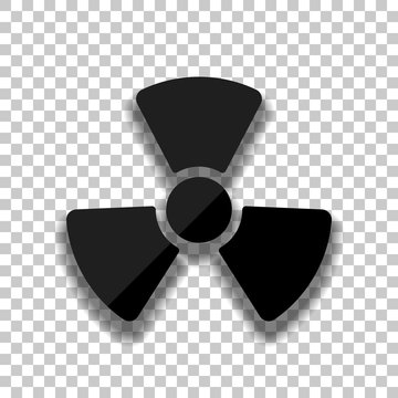 Radiation simple symbol. Radioactivity icon. Black glass icon wi