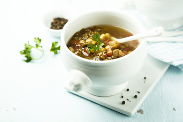 Lentil and smoked sausage soup
