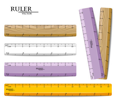 Rulers set Vector realistic. Drawing set isolated on white. Metric measures imperials